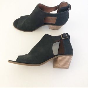 Lucky Peep Toe Black Ankle Heeled Ankle Bootie